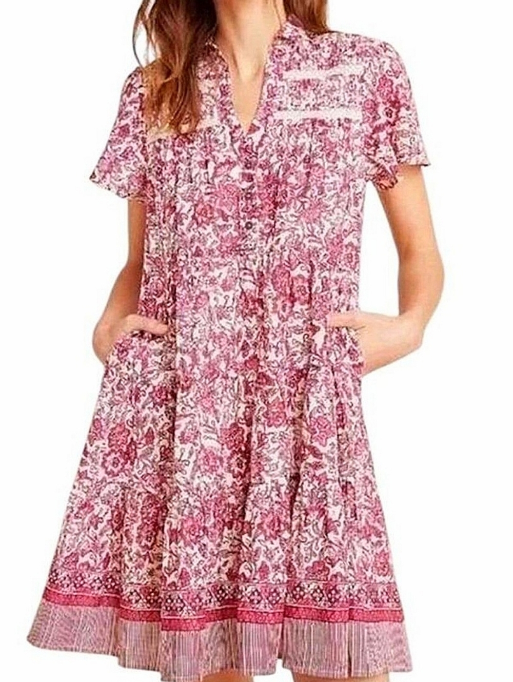 Anthropologie Georgina Cottagecore Tiered Print Cotton Dress Sz Med LIKE NEW